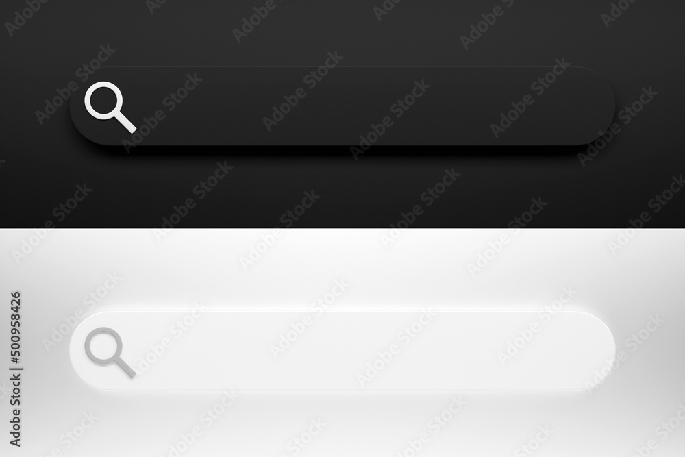 Aufkleber 3d illustration of the search bar. search in internet box, website user interface panel with dark an