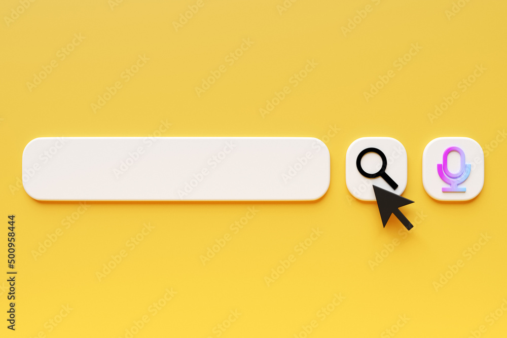 Aufkleber 3d illustration, search bar elements design. search bar with magnifying glass and microphone icon fo