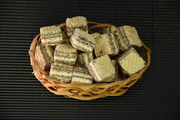 cocoa wafers on a plate
