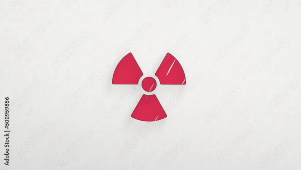 Poster Radioactive symbol icon with color drawing effect. Doodle animation. 4K