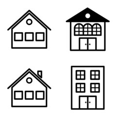 Houses Flat Icon Set Isolated On White Background