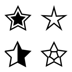 Stars Flat Icon Set Isolated On White Background