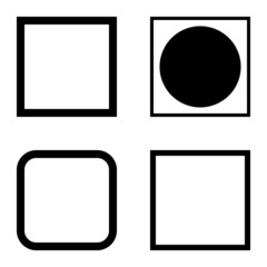 Square Flat Icon Set Isolated On White Background