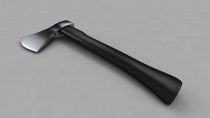 A beautiful 3d illustration with axe on a gray background.