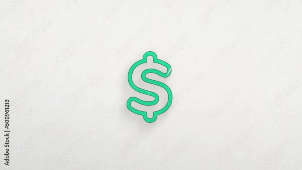 Poster dollar symbol icon with color drawing effect. doodle animation. 4k