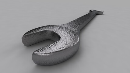 A beautiful 3d illustration with spanner on a gray background.