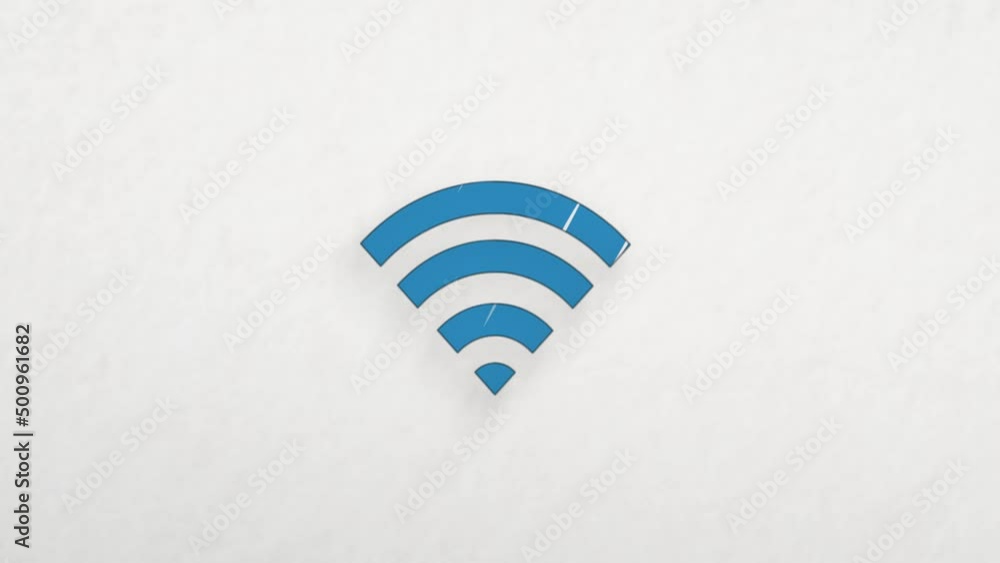 Poster wi-fi icon with color drawing effect. doodle animation. 4k