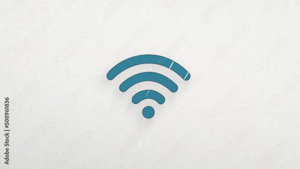 Poster wi-fi icon with color drawing effect. doodle animation. 4k