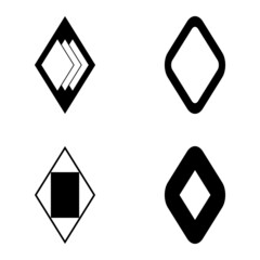 Rhombus Flat Icon Set Isolated On White Background