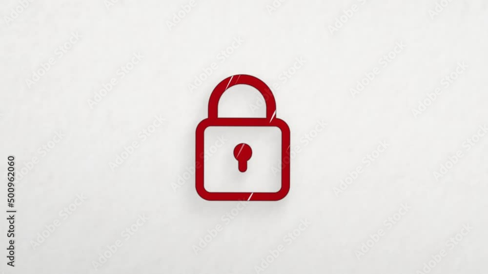 Poster padlock icon with color drawing effect. doodle animation. 4k