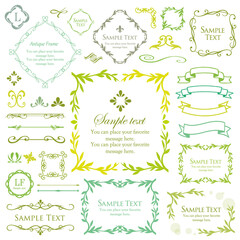 デザイン素材。アンティークな飾り罫のセット。	
