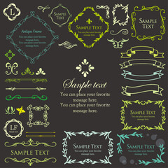 デザイン素材。アンティークな飾り罫のセット。	
