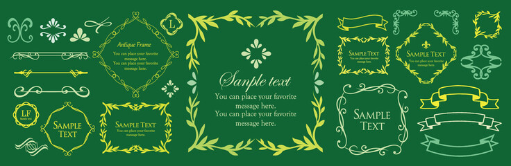 デザイン素材。アンティークな飾り罫のセット。	
