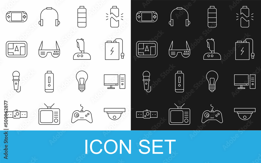 Poster set line motion sensor, computer monitor, power bank with charge cable, battery level indicator, sma