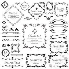 デザイン素材。アンティークな飾り罫のセット。	
