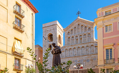 Panoramic view of the Cattedrale di Santa Maria in Cagliari - the capital of the Italian island of...