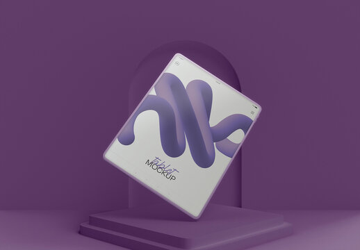 3D Tablet Mockup on Pedestal