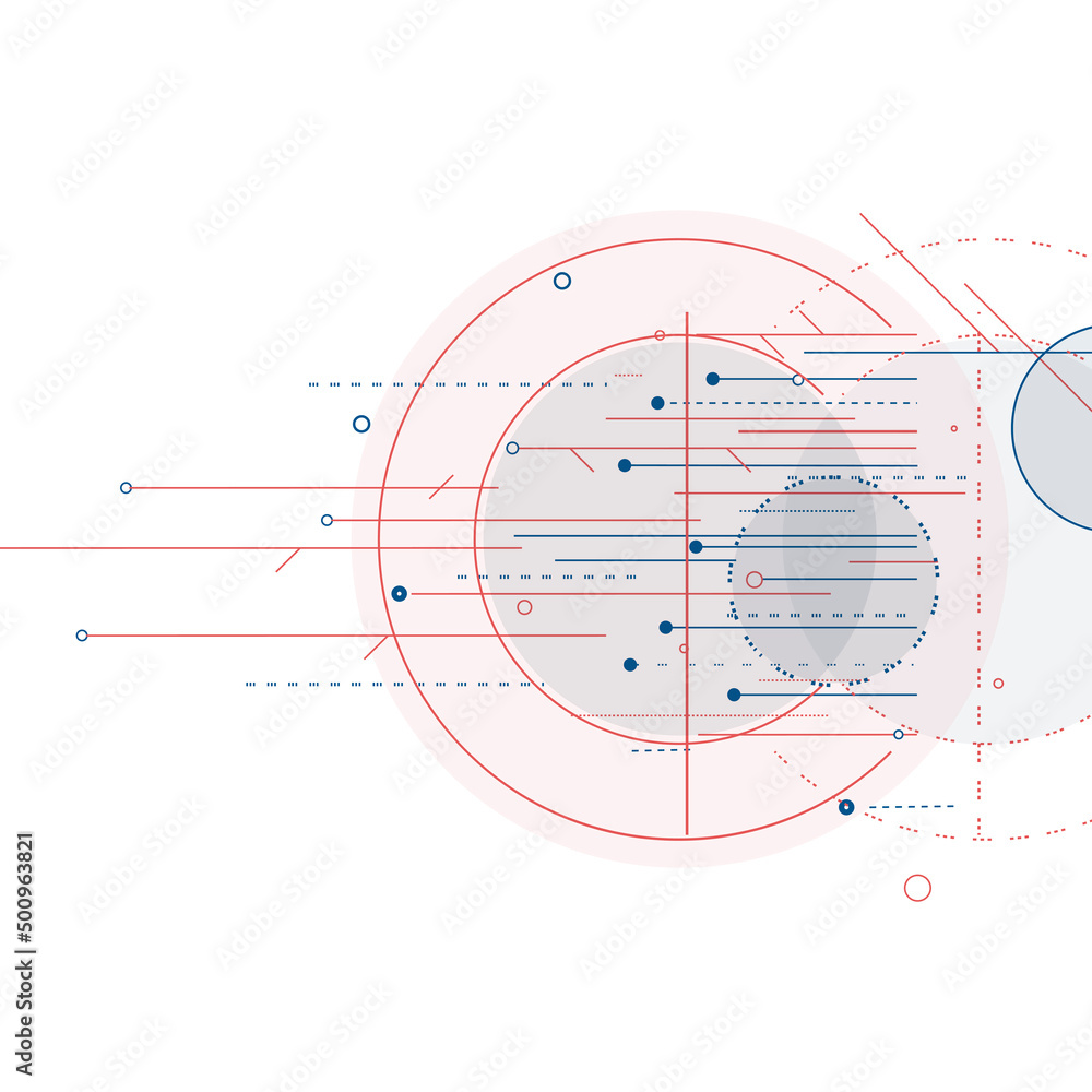 Poster modern geometric lines and circles abstract connection. vector communication structure for biology a