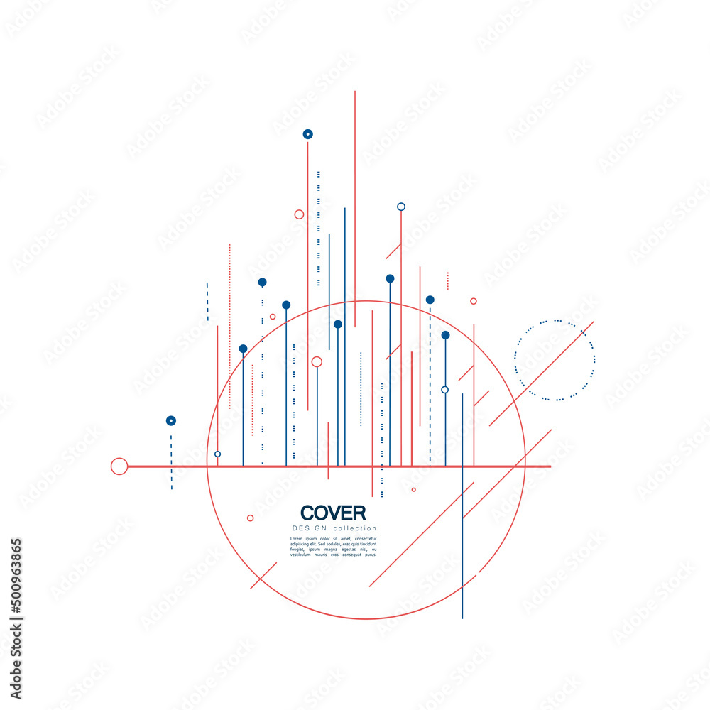 Poster Modern geometric lines and circles abstract connection. Vector communication structure for biology and data design