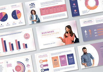 Business Presentation Layout with Infographics