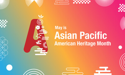 May Asian American and Pacific Islander Heritage Month. Illustration with text, Chinese pattern. Asia Pacific American Heritage Month, Vector © la vector