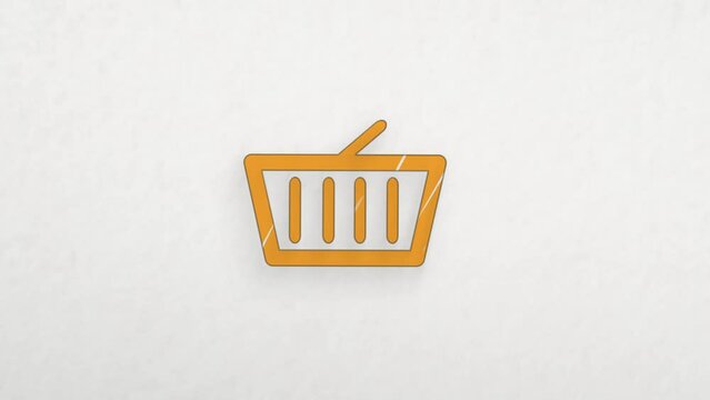 Shopping basket icon with color drawing effect. Doodle animation. 4K