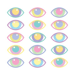 Colorful eyes vector graphic, t-shirt design, clip art