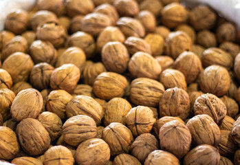 close up of walnuts on table