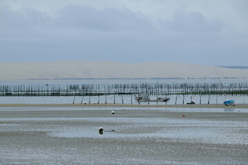 The dune of Pilat view from the city Cap Ferret. Spring 2022, Arcachon Bay, France.