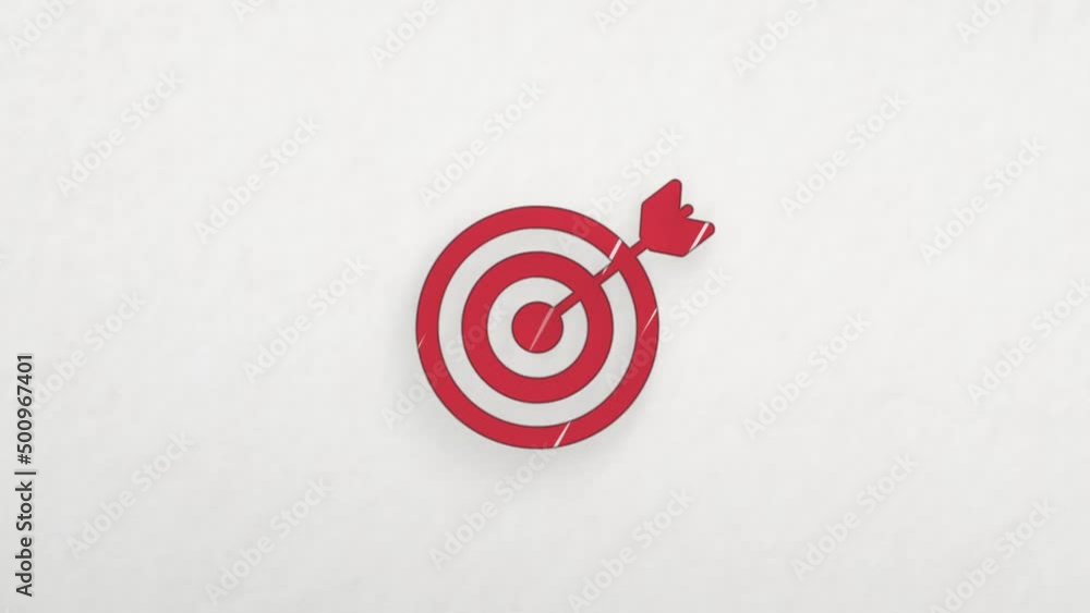 Poster Target with arrow icon with color drawing effect. Doodle animation. 4K