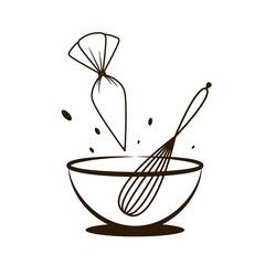 Bakery logo design. Bakery sign vector. Whisk logo design.