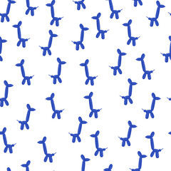 Seamless pattern balloon dogs. Background of circus bubble animal in doodle style.