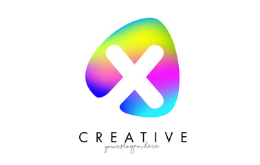 Colorful Rainbow X Letter Logo Design with Oval Shape.