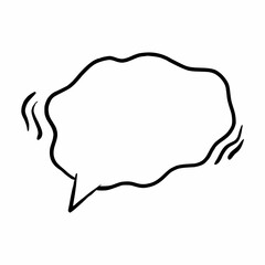 basic blank whisper and mumbling speech bubble comic art outline doodle hand drawn style for comic coloring book and sticker
