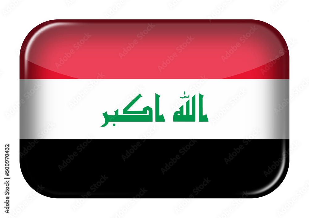 Poster iraq web icon rectangle button with clipping path 3d illustration