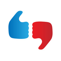 Thumbs up and down symbol. Like Or Dislike logo mark icon vector illustration
