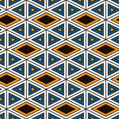 Ethnic, tribal seamless surface pattern. Native americans style background. Repeated diamond, triangles ornament. Geometric figures motif. Boho chic digital paper, textile print. Modern geo wallpaper.