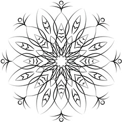 Coloring page decoration Mandala pattern. Flower mandala line art vector. Black and white mandala ornament line art. Decoration mandala ornament for coloring pages. Vintage Indian decoration element.