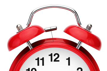 Alarm bells on a red retro alarm clock