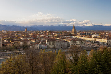 Panoramic view of the city of Turin from the square of the Capuchin Monastery