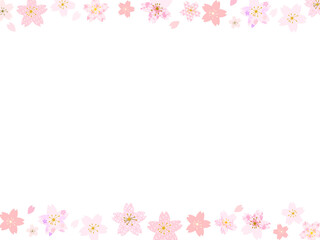 Obraz na płótnie Canvas 和柄模様の桜の花の上下フレーム、テキストスペースのイラスト