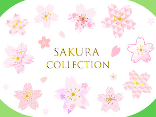 桜の花の和柄模様バリエーションセット、花びらのイラスト