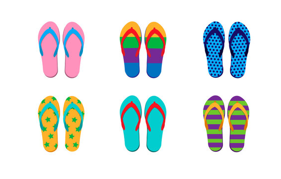 isolated slippers with colorful colors for holiday, slippers vector