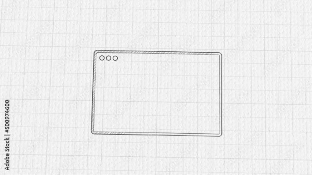 Poster Browser window icon with color drawing effect. Doodle animation. 4K