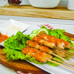 Taichan satay is a traditional food from Jakarta consisting of grilled chicken satay without soy sauce and peanut sauce
