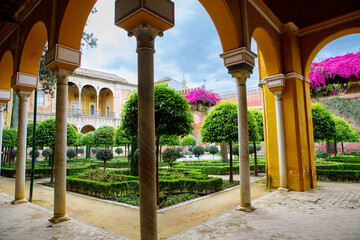 Naklejka premium The House of Pilatos called Casa de Pilatos in Seville, Spain. Its architecture is an original mix of Italian Renaissance and Andalusian mudejar style.