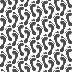 Naklejka na ściany i meble Seamless pattern with footprint, feet, footstep. Vector background with isolated objects on white.