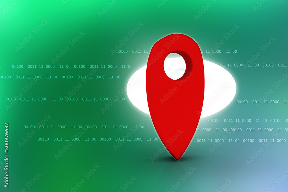 Poster 3d rendering Red map pointer

