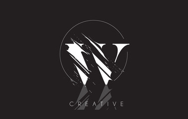 White W Letter Logo with Vintage Grundge Drawing Design. Destroyed Cutted Letter Icon Vector.