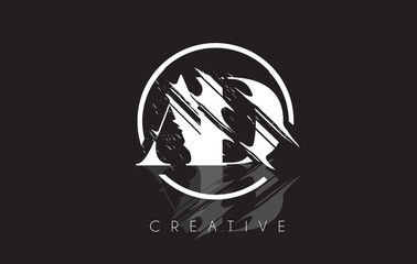 White AD Letter Logo with Vintage Grundge Drawing Design. Destroyed Cutted Letter Icon Vector.